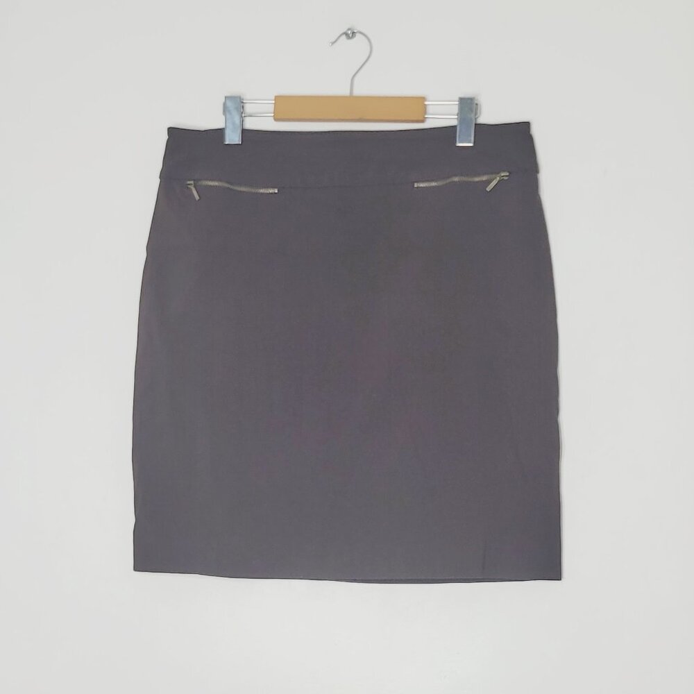 🛍️ Reitmans Women's Brown Zipper Pocket Straight Mini Pencil Skirt Business
